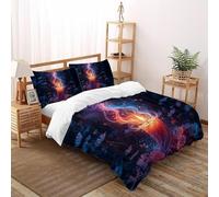 SHOVERKD 3D Printed Red Candle Starry Embers Quilt Cover Bedding Set 3 Pieces Luxury Microfiber with Pillowcases,Hidden Zipper for Boys and Girls King(220x240cm) Room Decor