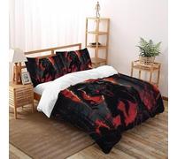 SHOVERKD 3D Printed Red Moon Werewolf Roar Quilt Cover Fantasy Wildlife Animal Bedding Set 3Pcs Luxury Microfiber with Pillowcases,Hidden Zipper for Teens And Adults King（220x240cm） Room Decor