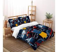 SHOVERKD 3D Printed Red Racing Car Bull Duvet Cover Vehicle Bedding Set 3Pcs Luxury Microfiber with Pillowcases,Hidden Zipper for Kid Teens Super King(260x220cm) Room Decor