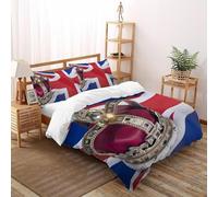 SHOVERKD 3D Printed Royal Union Jack Crown Duvet Cover Bedding Set 3Pcs Luxury Microfiber with Pillowcases,Hidden Zipper for Boys and Girls Double(200x200cm) Room Decor