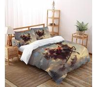 SHOVERKD 3D Printed Santa Riding Reindeer Sleigh Quilt Cover Festival Christmas Bedding Set 3Pcs Luxury Microfiber with Pillowcases,Hidden Zipper for Teens And Adults King（220x240cm） Room Decor