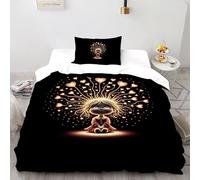 SHOVERKD 3D Printed Smiling Fairy Heart Glow Quilt Cover Wildlife Forest Animal Bedding Set 2Pcs Soft Microfiber with Pillowcases,Hidden Zipper for Boys and Girls Single（135x200cm） Room Decor