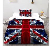 SHOVERKD 3D Printed Smoky Union Jack Art Quilt Cover Bedding Set 2 Pieces Luxury Microfiber with Pillowcases,Hidden Zipper for Boys And Girls Single（135x200cm） Room Decor
