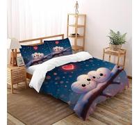 SHOVERKD 3D Printed Snowy Branch Hearts Quilt Cover Bedding Set 3 Pieces Luxury Microfiber with Pillowcases,Hidden Zipper for Kid Teens Double（200x200cm） Room Decor