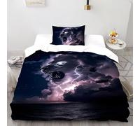 SHOVERKD 3D Printed Stormcaller Lion Roar Quilt Cover Wildlife Land Animal Bedding Set 2Pcs Luxury Microfiber with Pillowcases,Hidden Zipper for Kid Teens Single（135x200cm） Modern Home Decor