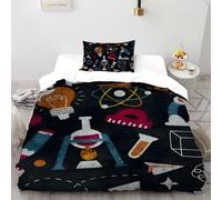 SHOVERKD 3D Printed Tech Icons Handdrawn Science Duvet Cover Bedding Set 2 Pieces Soft Microfiber with Pillowcases,Hidden Zipper for Boys And Girls Single（135x200cm） Room Decor