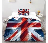 SHOVERKD 3D Printed Union Jack Artistry Quilt Cover Bedding Set 2 Pieces Soft Microfiber with Pillowcases,Hidden Zipper for Boys And Girls Single（135x200cm） Room Decor