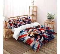 SHOVERKD 3D Printed Union Jack Lion Quilt Cover Wild Land Animal Bedding Set 3Pcs Luxury Microfiber with Pillowcases,Hidden Zipper for Junior Collection King（220x240cm） Room Decor