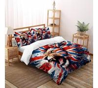 SHOVERKD 3D Printed Union Jack Lion Quilt Cover Wild Land Animal Bedding Set 3Pcs Soft Microfiber with Pillowcases,Hidden Zipper for Junior Collection Double（200x200cm） Room Decor