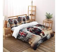 SHOVERKD 3D Printed Urban Roar British Lion Quilt Cover Wildlife Land Animal Bedding Set 3Pcs Luxury Microfiber with Pillowcases,Hidden Zipper for Boys and Girls Super King(260x220cm) Room Decor