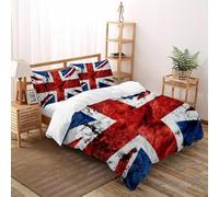 SHOVERKD 3D Printed Vintage Union Jack Duvet Cover Bedding Set 3 Pcs Luxury Microfiber with Pillowcases,Hidden Zipper for Teens And Adults Double（200x200cm） Room Decor