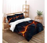 SHOVERKD 3D Printed Volcanic Fissure Power Quilt Cover Bedding Set 3Pcs Luxury Microfiber with Pillowcases,Hidden Zipper for Boys And Girls Double（200x200cm） Room Decor