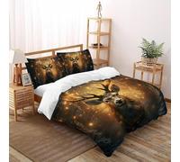 SHOVERKD 3D Printed Winter Forest Glow Stag Duvet Cover Wildlife Forest Animal Bedding Set 3Pcs Soft Microfiber with Pillowcases,Hidden Zipper for Teens and Adults Double(200x200cm) Room Decor