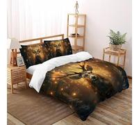 SHOVERKD 3D Printed Winter Forest Glow Stag Duvet Cover Wildlife Forest Animal Bedding Set 3Pcs Soft Microfiber with Pillowcases,Hidden Zipper for Kid Teens King(220x240cm) Idea