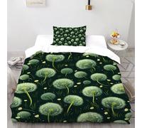 SHOVERKD 3D Printed Wishing Dandelion Field Duvet Cover Plant Flower Bedding Set 2Pcs Soft Microfiber with Pillowcases,Hidden Zipper for Kid Teens Single（135x200cm） Idea