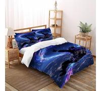 SHOVERKD Astronaut Neon Glow Bedding Set 3D Digital Printing Starry Sky Themes Duvet Cover Set 3 Pieces Chic Breathable Comforter Cover for Boys & Girls with Pillowcase Super King（260x220cm）