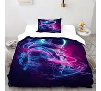 SHOVERKD Astronaut Neon Glow Bedding Set 3D Digital Printing Starry Sky Themes Duvet Cover Set Chic Breathable Quilt Cover for Boys & Girls with Pillow Single（135x200cm）