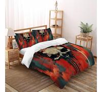 SHOVERKD Bloody Skull Punk Bedding Set 3D Printed Halloween Festival Theme Duvet Cover Set 3 Pieces Microfiber Quilt Cover Suitable for Boys & Girls with Pillowcase King(220x240cm)