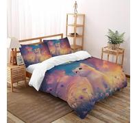 SHOVERKD Blue Eye White Cat Bedding Set Digital Printe Cute Animal Theme Duvet Cover Set 3 Pcs Microfiber Comforter Cover for Family,couple,children with Pillow King(220x240cm)