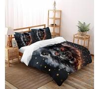 SHOVERKD Burning Mane Lion Bedding Set 3D Printed Wildlife Land Animal Theme Duvet Cover Set 3 Pieces Microfiber Comforter Cover for Family,couple,children with Pillow King(220x240cm)