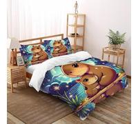 SHOVERKD Capybara Bedding Set 3D Design Animal Print Duvet Cover Set Chic Breathable Quilt Cover 3 Pieces Universal for All Seasons Pillowcase Double（200x200cm）