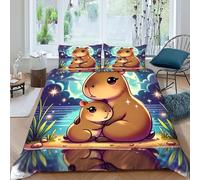 SHOVERKD Capybara Bedding Set 3D Design Animal Print Duvet Cover Set Chic Breathable Quilt Cover 3 Pieces Universal for All Seasons Pillowcase King（220x240cm）