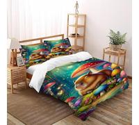 SHOVERKD Capybara Mushroom Bedding Set 3 Pieces Theme Bedspread Animal Theme Duvet Cover Set Microfiber Quilt Cover Suitable for Family,couple,children with Pillow Double（200x200cm）