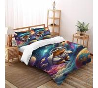 SHOVERKD Capybara Space Bedding Set Theme Bedspread Animal Themes Wildlife Duvet Cover Set Microfiber Comforter Cover Universal for All Seasons with Pillow Double（200x200cm）