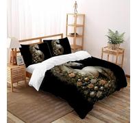 SHOVERKD Christmas Tree White Horse Bedding Set 3D Printed Wildlife Land Animal Theme Duvet Cover Set 3 Pieces Microfiber Quilt Cover Suitable for Boys & Girls with Pillowcase Double（200x200cm）