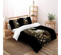 SHOVERKD Christmas Tree White Horse Bedding Set 3D Printed Wildlife Land Animal Theme Duvet Cover Set 3 Pieces Microfiber Comforter Cover for All Seasons with Pillowcase Super King（260x220cm）