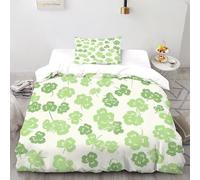 SHOVERKD Clovers Bedding Set Theme Bedspread Luck Grassland Plants Duvet Cover Set Microfiber Quilt Cover Universal for All Seasons with Pillowcase Single（135x200cm）