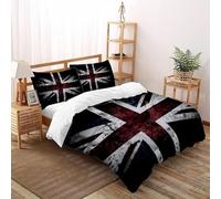 SHOVERKD Distressed Union Jack Bedding Set 3D Printed Theme Duvet Cover Set 3 Pieces Microfiber Comforter Cover for All Seasons with Pillowcase Double（200x200cm）