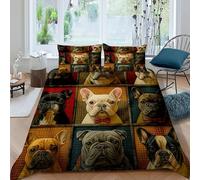 SHOVERKD Dogs Portraits Bedding Set Theme Bedspread Pets DomesticAnimals Duvet Cover Set Microfiber Quilt Cover Universal for All Seasons Pillowcase King（220x240cm）