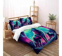 SHOVERKD Duo Aurora Lunar Wolf Bedding Set 3D Printed Wildlife Forest Animal Theme Duvet Cover Set 3 Pcs Microfiber Comforter Cover for Family,couple,children with Pillow Super King(260x220cm)