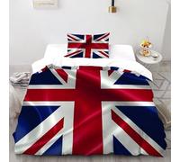 SHOVERKD Elegance Silk Union Jack Bedding Set Digital Printe Theme Duvet Cover Set 2 Pcs Microfiber Comforter Cover for Boys & Girls with Pillowcase Single（135x200cm）