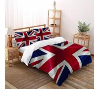 SHOVERKD Elegance Silk Union Jack Bedding Set Digital Printe Theme Duvet Cover Set 3 Pieces Microfiber Comforter Cover for Boys & Girls with Pillowcase Double（200x200cm）