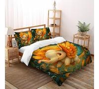 SHOVERKD Fall Winged Elephant Fly Bedding Set Digital Printe Wildlife Land Animal Theme Duvet Cover Set 3 Pcs Microfiber Comforter Cover for All Seasons with Pillowcase Double(200x200cm)