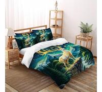 SHOVERKD Forest Glowing Antler Stag Bedding Set Digital Printe Wildlife Land Animal Theme Duvet Cover Set 3 Pcs Microfiber Comforter Cover for Boys & Girls with Pillowcase Double(200x200cm)