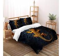 SHOVERKD Gecko Polka Dot Cling Bedding Set 3D Printed Wildlife Forest Animal Theme Duvet Cover Set 3 Pcs Microfiber Comforter Cover for Family,couple,children with Pillow King（220x240cm）