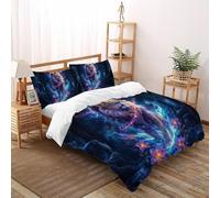 SHOVERKD Glow Moonlit Lion Bedding Set 3D Printed Wildlife Land Animal Theme Duvet Cover Set 3 Pcs Microfiber Comforter Cover for Boys & Girls with Pillowcase Super King（260x220cm）