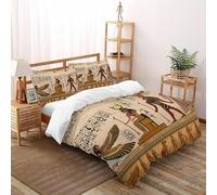 SHOVERKD Hieroglyphics Bedding Set 3D Digital Printing Myth EgyptianDeities Duvet Cover Set Microfiber Quilt Cover Universal for All Seasons with Pillow Super King（260x220cm）