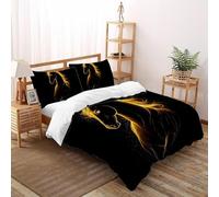SHOVERKD Horse Golden Glow Silhouette Bedding Set 3D Digital Printing Wildlife Land Animal Theme Duvet Cover Set 3 Pcs Microfiber Comforter Cover for Boys & Girls with Pillowcase Double（200x200cm）