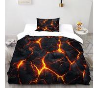 SHOVERKD Lava Rock Bedding Set 3D Design Magma Duvet Cover Set Chic Breathable Quilt Cover Suitable for Family, Couple, Children with Pillow Single（135x200cm）