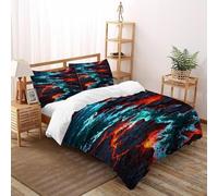 SHOVERKD Lava Sea Bedding Set 3D Design Starry Sky Theme Duvet Cover Set Chic Breathable Comforter Cover Suitable for Family, Couple, Children with Pillow Super King（260x220cm）