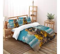 SHOVERKD Lion Beach Sunglasses Cigarette Bedding Set 3D Printed Wildlife Land Animal Theme Duvet Cover Set 3 Pieces Microfiber Quilt Cover Suitable for Boys & Girls with Pillowcase King（220x240cm）