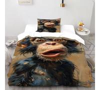 SHOVERKD Monkey Texture Bedding Set 2 Pieces 3D Digital Printing Animal Theme Wildlife Duvet Cover Set Chic Breathable Comforter Cover Girl Woman with Pillowcase Single（135x200cm）