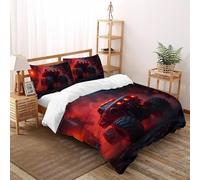 SHOVERKD Monster Truck Road Warrior Bedding Set 3D Printed Vehicle Theme Duvet Cover Set 3 Pieces Microfiber Quilt Cover Suitable for All Seasons with Pillowcase Double(200x200cm)
