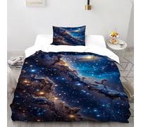 SHOVERKD Nebula Star Bedding Set 2 Pieces Theme Bedspread Starry Sky Theme Duvet Cover Set Microfiber Quilt Cover Suitable for Family,couple,children with Pillow Single（135x200cm）