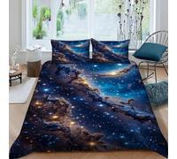 SHOVERKD Nebula Star Bedding Set Digital Printe Starry Sky Theme Duvet Cover Set 3 Pieces Chic Breathable Quilt Cover Universal for All Seasons with Pillowcase King（220x240cm）