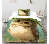 SHOVERKD Owl Leaf Bedding Set Theme Bedspread Animal Themes Wildlife Duvet Cover Set Chic Breathable Comforter Cover Universal for All Seasons with Pillow Single（135x200cm）